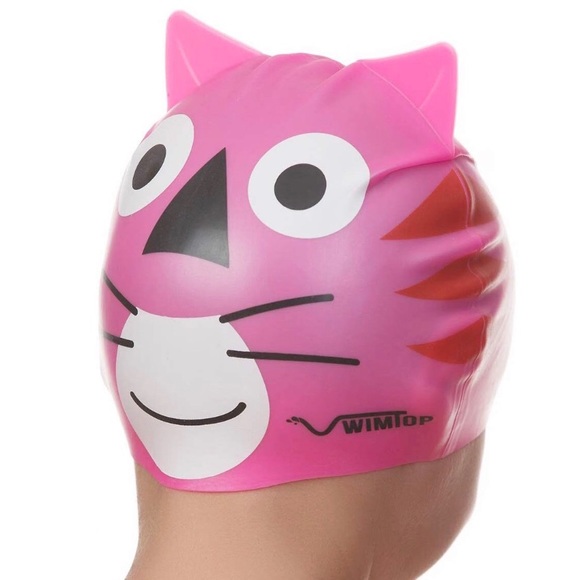 NRFO Cute Animal Silicone Swim Cap Girls Pink - Picture 1 of 8